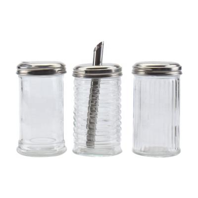 China Wholesales 200ml Viable Transparent Glass Spice Jar With Metal Lid for sale