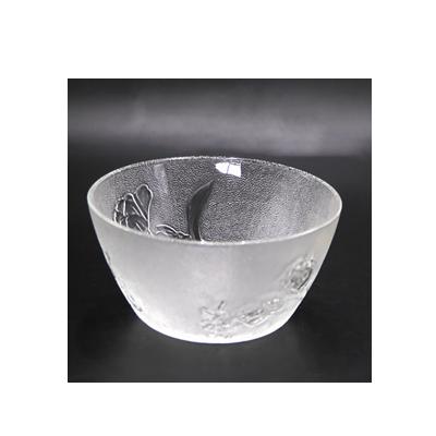 China Sustainable Wholesale Embossed Frosted Glass Fruit Salad Bowl for sale