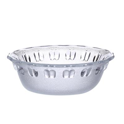 China Viable Hot Sale Mixing Glass Bowl Glass Salad Dishes With Embossment Design for sale