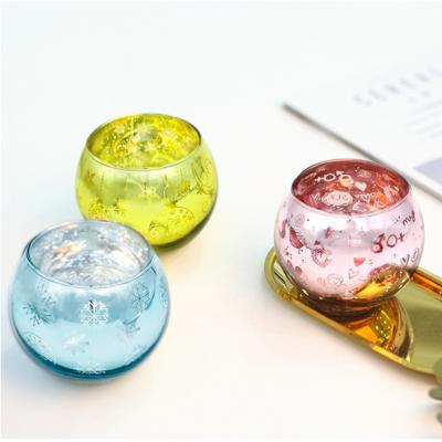 China Home Decoration Empty Frosted And Plated Candle Jar Glass For Candle Making In Bulk for sale