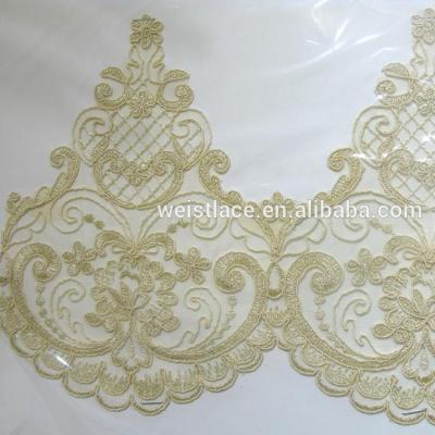 China Viable fancy glod rope lace trims /Triming for bridal dress embroidery beads trimming lace for sale