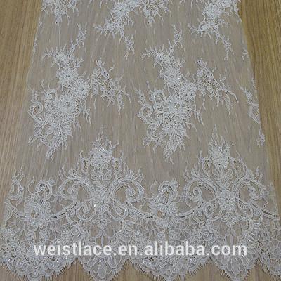 China Sustainable lace fabrics/France fashion/embroidered and rope/beads/finished wedding dress for sale