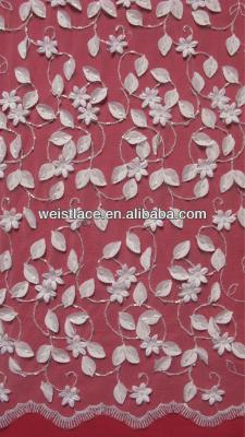 China Viable All Over Leaves Flower Applique 3D Lace Up Fabric 53