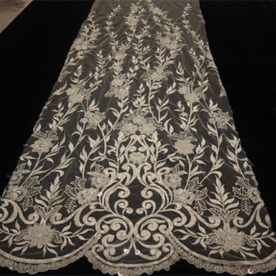 China Viable hot sale beaded sequins embroidered swiss voile dantel lace fabric in switzerland for sale