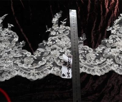 China Viable High Quality Ivory Sequins Embroidered Turkey Lace Trims Tulle Decorated Laces Venice Lace Border With Handwork Beads for sale