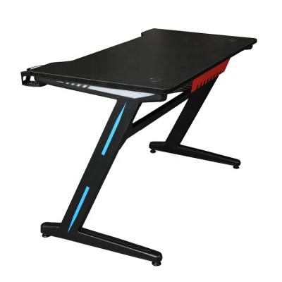 China Extendable iron stand study room gaming computer table desk with RGB light or not for sale