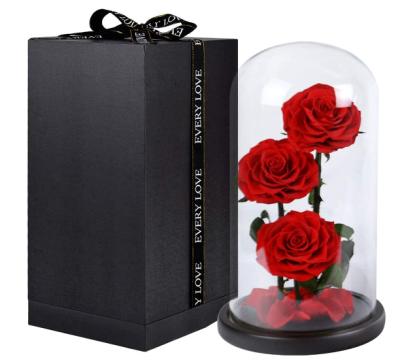 China Garden.hotel.home decoration wholesale fresh flowers preserved roses for valentines day gifts glass dome for sale