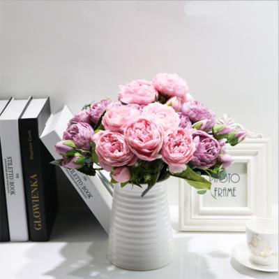 China Hot Selling Silk Fabric Artificial Flower Single Velvet Rose Flower For Home Decor for sale