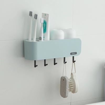 China Simple Sustainable With Hook Wall Mounted Bathroom Kitchen Storage Cup Set Shelf for sale