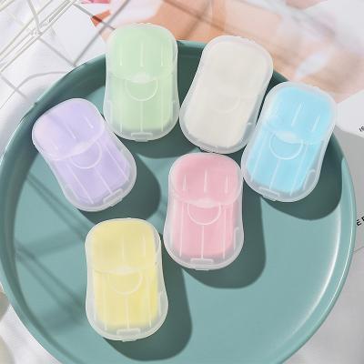 China 20Pcs/box Basic Cleaning Soap Mini Travel Soap Paper Washing Hand Paper Bathroom Cleaning Foaming Scented Sheets Boxed Portable for sale