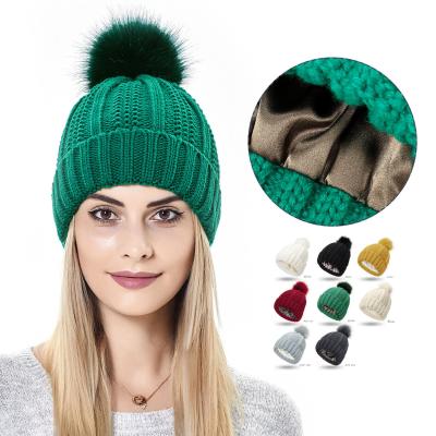 China 2021 Winter Women And Men Elastic Satin Knitted Hat Windproof Loose Warm Hat Wool Hat for sale