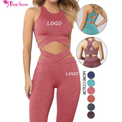 China Breathable Custom Logo Tight Athletic Women Sport Clothes Active Ladies Gym Fitness Wear High Waisted Pants 2 Piece Yoga Set Seamless Set for sale