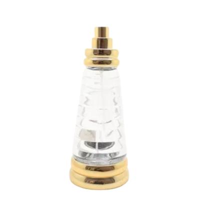 China Lightweight Refillable Glass Perfume Bottle , Golden And Clear Glass Perfume Bottles for sale