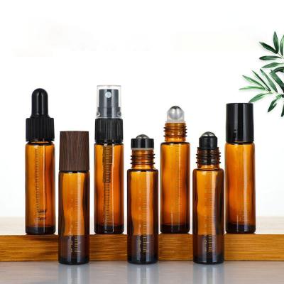 China Stainless Steel Essential Oil Glass Roller Bottles 10 Ml Amber dropper zu verkaufen