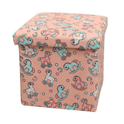 China Foldable Multifunctional Creative Fabric Cotton And Square Folding Home Storage Canvas Stool Storage Stool HMB02 for sale