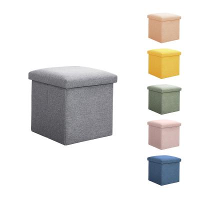 China Collapsible Cloth Storage Stool Folding Shoe Bench Stool With Lid Large Capacity Clothes Shoes Toys Sundries Storage Box HMB04 for sale