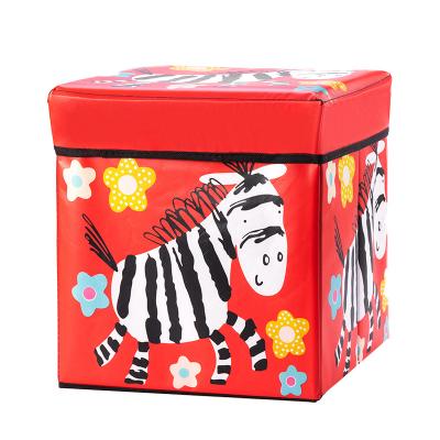 China Foldable Creative Cartoon Pattern Design Zebra Elephant Owl Pattern Storage Stool Furniture Storage Animal Supplies HMB05 for sale