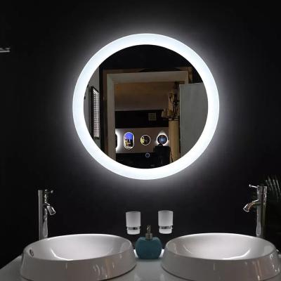 China IP44 Luminous Waterproof Bathroom Wall Hanging Make Up Acrylic Vanity Lighted Smart Mirror Led Strip Dimmable Bathroom Mirror Light for sale