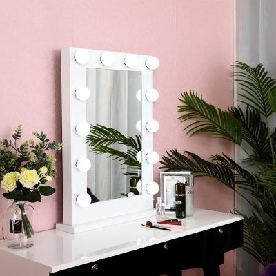 China 2020 White Hollywood 20W Rectangle Shape Beauty Salon Dressing Table Makeup Desk Mirror LightSpeaker Mirror for sale