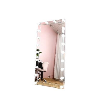 China New Large Size Lighted Glass And Metal Frame Rheostat 20 LED Wall Hanging Full Mirror E27 Bulb Cosmetic Mirror for sale