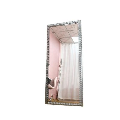 China Hollywood Style Professional Full Frame Mirror Vanity Mirror Lighted Crystal Makeup Mirror with Led Light for sale