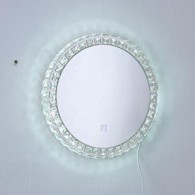 China New Design Desktop Mirror Crystal Wall LED Diamond Cosmetic Mirror in Makeup Mirror Crushed Diamond Accessories for sale