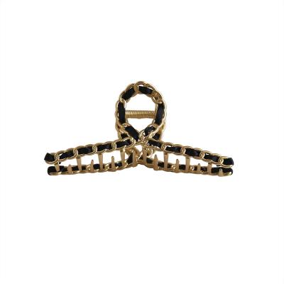 China Fashionable Elegant Textured Chain Woolen Woven Claw Cross Hair Ornaments Metal Hook Clip Large For Woman for sale