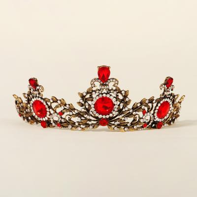 China Inlaid Diamond Crown Halloween Queen Princess Tiara Crown For Wedding Party Tiara Headdress Gold Inlaid Diamond Crown for sale