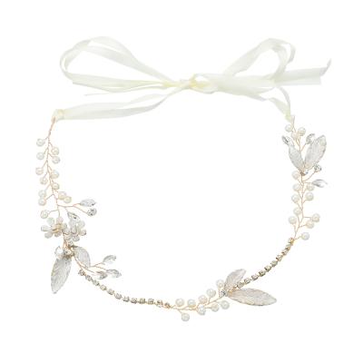 China Classic Wedding Hair Flower Headband Wedding Hair Vine Tiaras Vine Handmade Crystal Pearl L=36m for sale