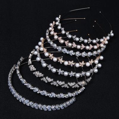 China Yiwu hair accessories girls headpieces Fashion Pearl Zircon Pearl Headband Metal Party Sparkle wholesale headwear bridal hair band for sale