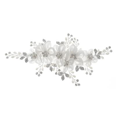 China Diamond Cloth Art Delicate Six Flower Bridal Hair Comb Shinny Silver Bride Wedding Hair Comb for sale