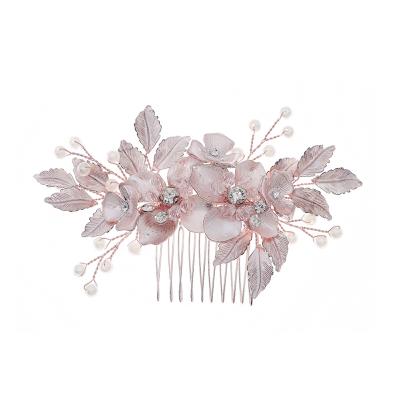 China Wholesale Handmade Luxury Rhinestone Silver Flower Bridal Hair Comb Party Hair Comb For Wedding for sale