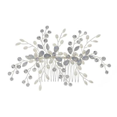 China High Quality Handmade Rhinestone Bridal Hair Comb Silver Jelly Stone And Pearl Hair Clip Headpieces For Wedding for sale