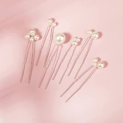 China Fashionable Elegant Pearl Hair Clip Bridal Hair Pin (6 Pieces) Wedding Pearl Hair Pin for sale