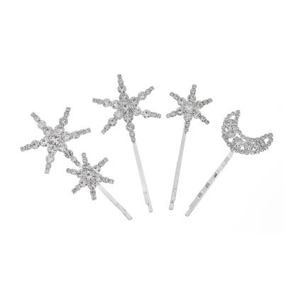 China Fashionable Elegant Wedding Headpieces Star Faux Moonstone Hair Clip Bridal Hair Pin (4 Pieces) For Girls for sale