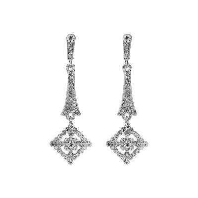 China Fashion Cute Rhombus Long Earings Jewelry With Rhinestones Crystal Drop Earrings For Women On Wedding/Christmas/Party for sale