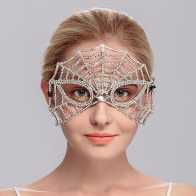 China Deluxe Metal Spider Queen Mask For Christmas Halloween Hallowmas Party Bridal Phantom White Metal Masquerade Swan Mask for sale