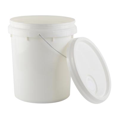 China PAINT 5 Gallon White Plastic Large Bucket With Lid Food Grade for sale