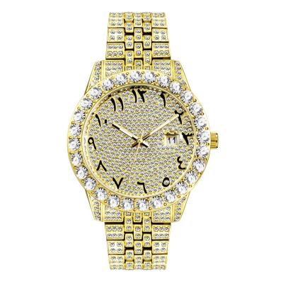 China Luxury Bling Hip Hop Auto Date Gold Iced Out Rhinestone Diamond Wrist Watches For Men Reloj De Diamantes de montre for sale