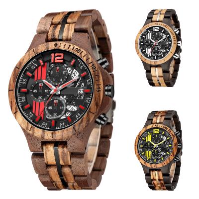 China High Quality Luxury Custom Unique Cool Skeleton Wood Automatic Date And Steel Watches Chronograph Skeleton Wood Watches Men for sale