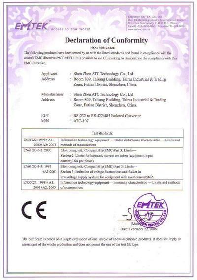 CE - Shenzhen Atc Technology Co., Ltd.