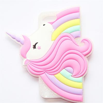 China 3d cartoon style unicorn horse silicone cell phone cover fashionable custom soft mobile case perfect fit for sale