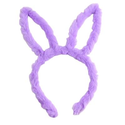 China Fashion Trendy Rabbit Ears Little Cute Super Cute Soft Rabbit Hair Makeup Snap Hair Wash Headband for sale