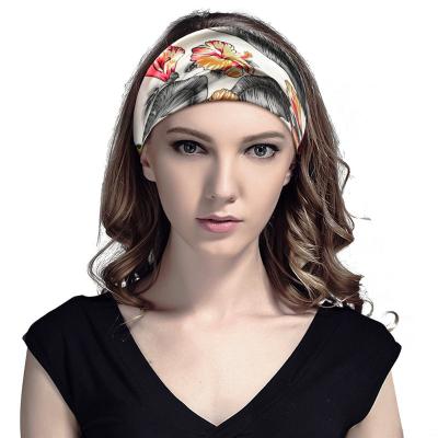 China Daily Life Bandana Printing Headband Women's Yoga Hair Wrap Soft Quick Dry Turban Twisted Hair Band for sale