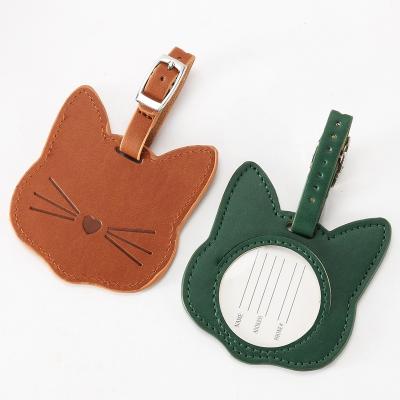 China Cute Most Popular Leather Cute Cat Cartoon Animal PU Luggage Tags Five Colors Luggage Tag for sale