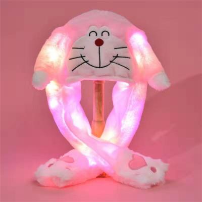 China New Style Cute Rabbit Long Plush Style Rabbit Ear Light Up Moving Jumping Adult Warm Light Blinking Stuffed Toy Child Hat Up Toys for sale