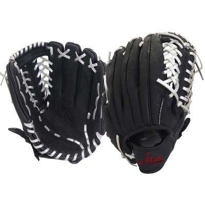 China Low MOQ Resistance OEM 12.5inch 13inch Black Pigskin Outfielding Baseball Glove Leather Softball Glove For Adult Training Glove for sale