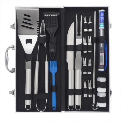 China Hot Sale Outdoor Easily Cleaned Stainless Steel BBQ Tool Kit Dealership Perfect Set With BBQ Knife for sale