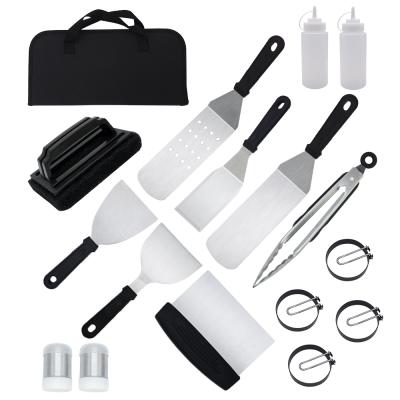 China Easily Cleaned New High Quality Stainless Steel 18PCS Griddle Accessories Professional Griddle Spatula Set For Blackstone Griddle Accessories for sale