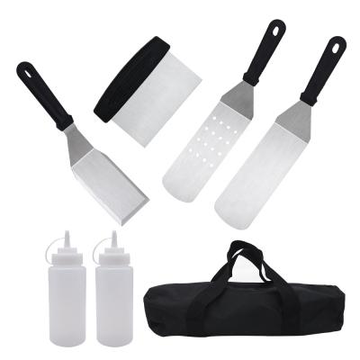 China Hot Sale 9 PCS Easily Cleaned Griddle Accessories Set Flat Surface Grill Griddle Tools Heavy Duty Stainless Steel Griddle Accessories Set for sale